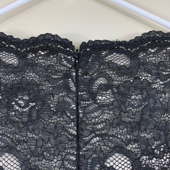 Adrianna Papell Black Floral Lace Whimsigoth Bodycon Dress Vampire Size 8 - Picture 7 of 8